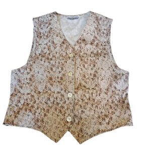 JOAN WALTERS Vintage Vest Size Large Flower Print 90s Bohemian Y2K